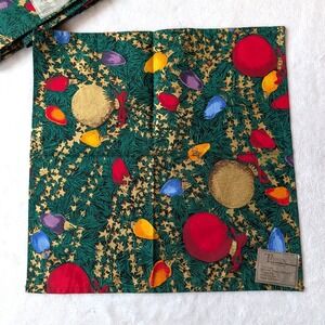 Vintage Tobin Christmas Cotton Napkins Set of 8 Ornament Light Bulb Print 16x16